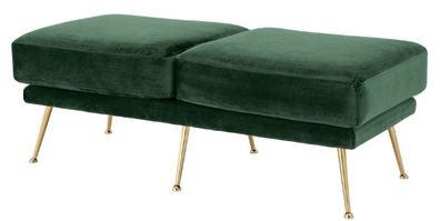 Casa Padrino Luxus Samt Sitzbank Dunkelgrün / Messingfarben 125 x 58 x H. 45 cm - Gep