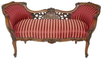 Casa Padrino Barock Sitzbank Bordeauxrot / Beige / Braun 150 x 55 x H. 80 cm - Prunkv