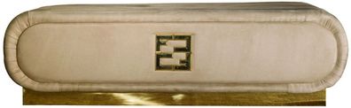 Casa Padrino Luxus Wildleder Sitzbank Taupefarben / Gold 130 x 60 x H. 36 cm - Hotel