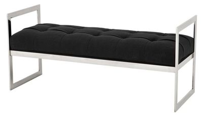 Casa Padrino Luxus Sitzbank Schwarz 129 x 50 x H. 58 cm - Luxus Kollektion