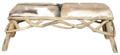 Casa Padrino Sitzbank mit Ziegenhaut 160 x 50 x H. 55 cm - Luxus Möbel