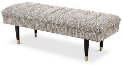 Casa Padrino Luxus Sitzbank Beige / Schwarz / Messingfarben 134 x 50 x H. 45 cm - Gep