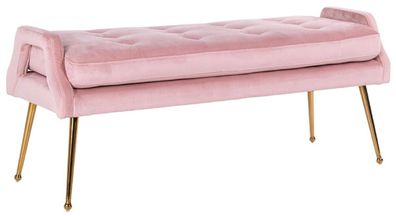 Casa Padrino Luxus Samt Sitzbank Rosa / Gold 121,5 x 45 x H. 51,5 cm - Gepolsterte Ma