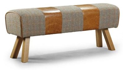 Casa Padrino Luxus Sitzbank Grau / Braun / Naturfarben 132 x 37 x H. 53 cm - Massivho