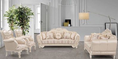 Casa Padrino Luxus Barock Wohnzimmer Set Beige / Creme / Rosa - 2 Sofas & 2 Sessel