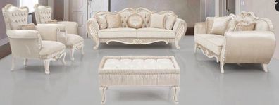 Casa Padrino Luxus Barock Wohnzimmer Set Beige / Creme / Gold - 2 Sofas & 2 Sessel