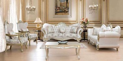 Casa Padrino Luxus Barock Wohnzimmer Set Rosa / Mehrfarbig / Gold / Silber - 2 Sofas