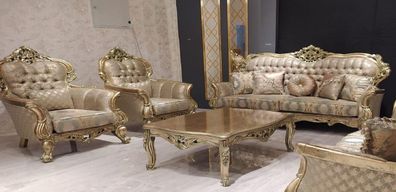 Casa Padrino Luxus Barock Wohnzimmer Set Gold / Grün / Gold - 2 Barock Sofas mit Must