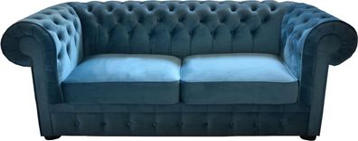 Casa Padrino Chesterfield 2er Sofa in Blau 160 x 90 x H. 78 cm - Luxus Chesterfield S