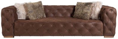 Casa Padrino Luxus Chesterfield 3er Sofa Braun / Hellbraun 240 x 95 x H. 81 cm - Ches