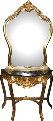Casa Padrino Barock Spiegelkonsole mit Marmorplatte Gold Mod2 - Antik Look
