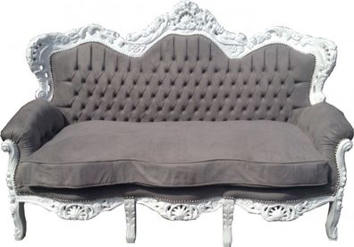 Casa Padrino Barock 3-er Sofa "King" Grau / Weiß - Möbel Barock
