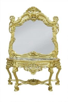 Casa Padrino Barock Spiegelkonsole mit Marmorplatte Gold Schwarz - Edel & Prunkvoll