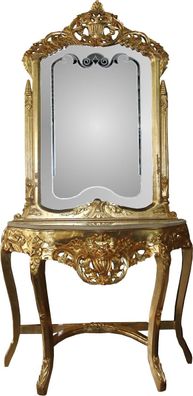 Casa Padrino Barock Spiegelkonsole Gold mit Marmorplatte und mit schönen Barock Verzi