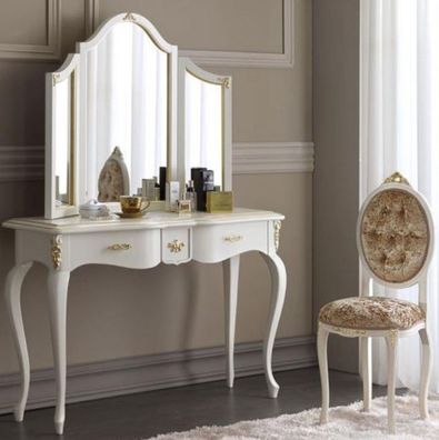 Casa Padrino Luxus Barock Spiegelkonsolen Set Braun / Weiß / Gold - Eleganter Konsole