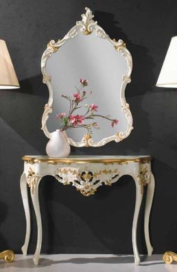 Casa Padrino Luxus Barock Spiegelkonsole Elfenbeinfarben / Gold - Barock Konsole mit
