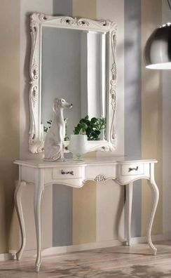 Casa Padrino Luxus Barock Spiegelkonsole Weiß - Prunkvolle Barock Konsole mit Wandspi