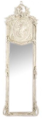 Casa Padrino Luxus Barock Wandspiegel Antik Grau-Creme 175 x 55 cm - Massiv und Schwe