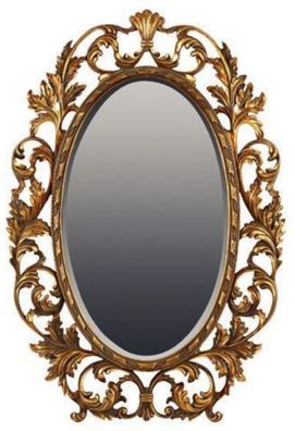 Casa Padrino Barock Spiegel Gold 73 x H. 108 cm - Ovaler Wandspiegel im Barockstil