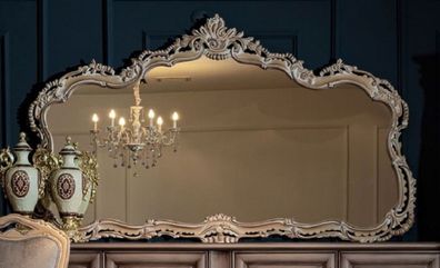 Casa Padrino Luxus Barock Spiegel Naturfarben - Prunkvoller Massivholz Wandspiegel im