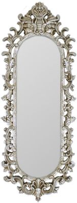 Casa Padrino Barock Spiegel Silber 40 x H. 130 cm - Prunkvoller Wandspiegel im Barock