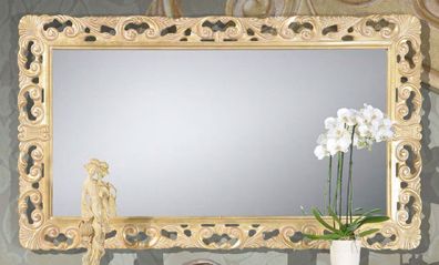 Casa Padrino Luxus Barock Spiegel Gold - Rechteckiger Massivholz Wandspiegel im Baroc