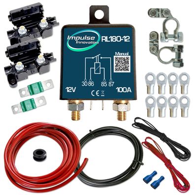 Zweitbatterieset RL180-12 12V 100A 3,5m AWG8 Kabel Sicherung komplett Set