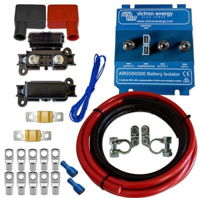Zweitbatterieset Victron Argodiode 80-2SC | Trenndiode 12–24V 80A | 6m 16mm² Kabel