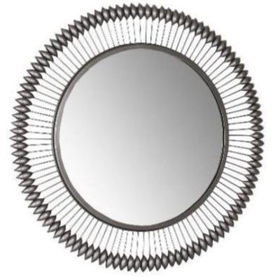 Casa Padrino Designer Spiegel Zinkfarben Ø 90 cm - Moderner pulverbeschichteter Metal