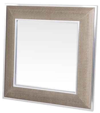Casa Padrino Designer Spiegel mit cremefarbigen Cobradruck 100 x H. 100 cm - Luxus Ko