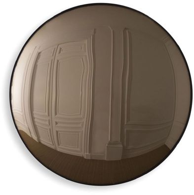 Casa Padrino Luxus Spiegel Braun / Schwarz Ø 91 cm - Runder konvexer Wandspiegel - Lu