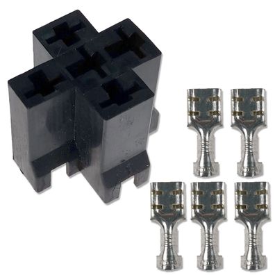 Relaissockel Satz MTA 5-polig Mini Relais Schwarz inkl. Flachsteckhülsen 6,3mm