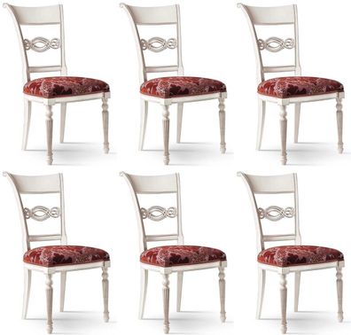 Casa Padrino Luxus Barock Esszimmerstuhl Set Bordeauxrot / Rosa / Weiß - Edles Barock