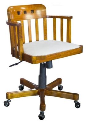 Casa Padrino Büro Drehstuhl mit Armlehnen Hellbraun / Weiß 62 x 53 x H. 86 cm - Luxus