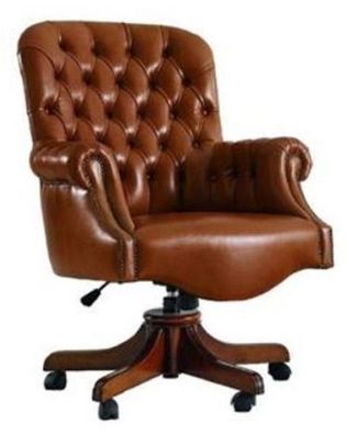 Casa Padrino Luxus Chesterfield Bürostuhl Braun 78 x 80 x H. 110-120 cm - Höhenverste