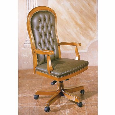 Casa Padrino Luxus Chesterfield Bürostuhl Vintage Grün / Braun 59 x 65 x H. 116 cm