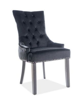 Casa Padrino Luxus Chesterfield Esszimmer Stuhl Schwarz / Silber / Schwarz - Küchenst