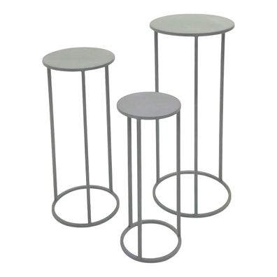 HAKU Blumensäule grau matt 3er Set pulverbeschichtet 3 Höhen bis 70cm