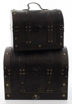 Casa Padrino Art Deco Holz Lunchbox Set Schwarz - Wohnzimmer Dekoration