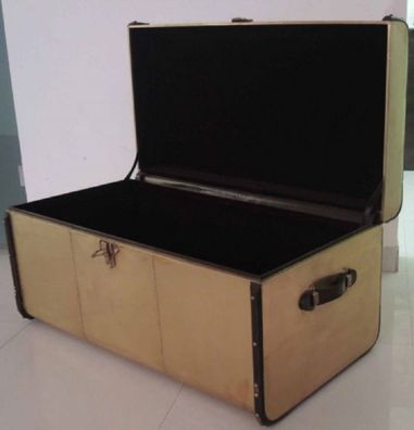 Casa Padrino Luxus Truhe Messingfarben / Schwarz 100 x 53 x H. 49 cm - Luxus Deko Acc