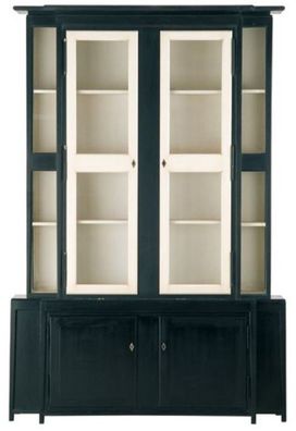 Casa Padrino Luxus Landhausstil Vitrine Schwarz / Weiß 180 x 45 x H. 270 cm - Handgef