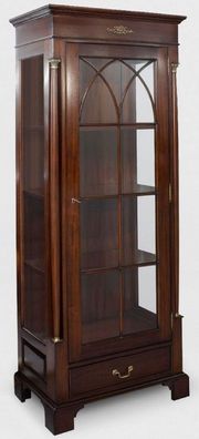 Casa Padrino Luxus Vitrine Dunkelbraun 70 x 45 x H. 192 cm - Mahagoni Vitrinenschrank