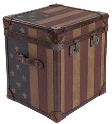 Casa Padrino Luxus Truhe USA Design Braun / Mehrfarbig 49 x 44 x H. 57 cm - Handgefer