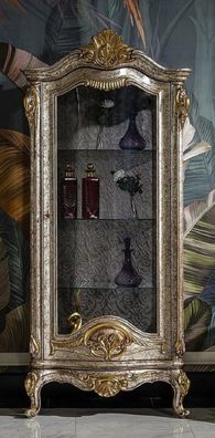Casa Padrino Luxus Barock Vitrine Antik Silber / Braun / Gold - Handgefertigter Massi