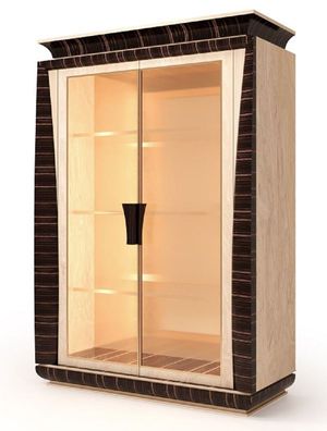 Casa Padrino Luxus Vitrine Naturfarben / Dunkelbraun 139 x 61 x H. 205 cm - Massivhol