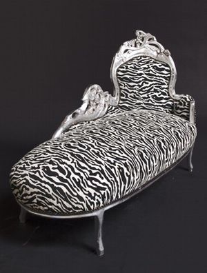 Barock Chaiselongue "King" Zebra/Silber