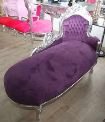 Barock Chaiselongue "King" Lila/Silber