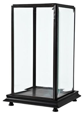 Casa Padrino Luxus Tischvitrine Schwarz / Antik Bronze 22 x 22 x H. 37 cm - Wohnzimme