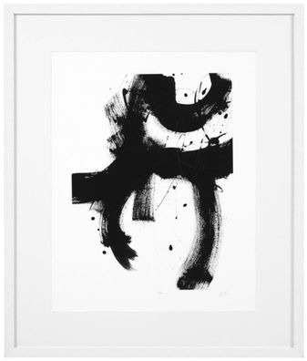 Casa Padrino Luxus Bild Design II Schwarz / Weiß 85 x H. 100 cm - Kunstdruck mit Holz