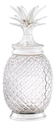 Casa Padrino Luxus Vorratsglas mit Deckel im Ananas Design Silber Ø 16,5 x H. 36,5 cm
